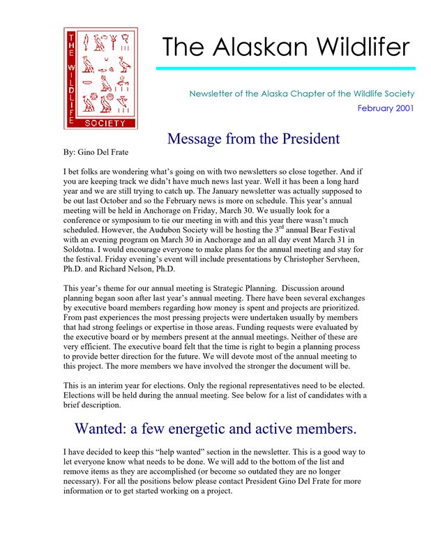 newsletter first page