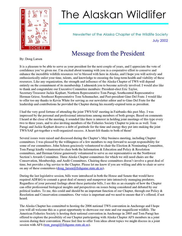 newsletter first page