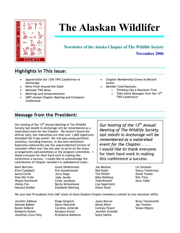 newsletter first page