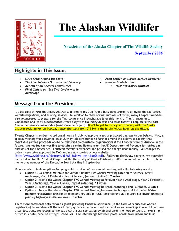 newsletter first page