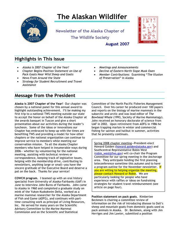 newsletter first page
