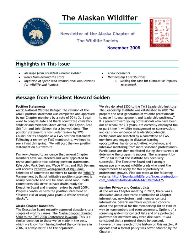 newsletter first page