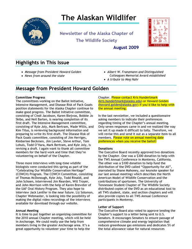 newsletter first page