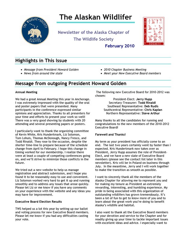 newsletter first page