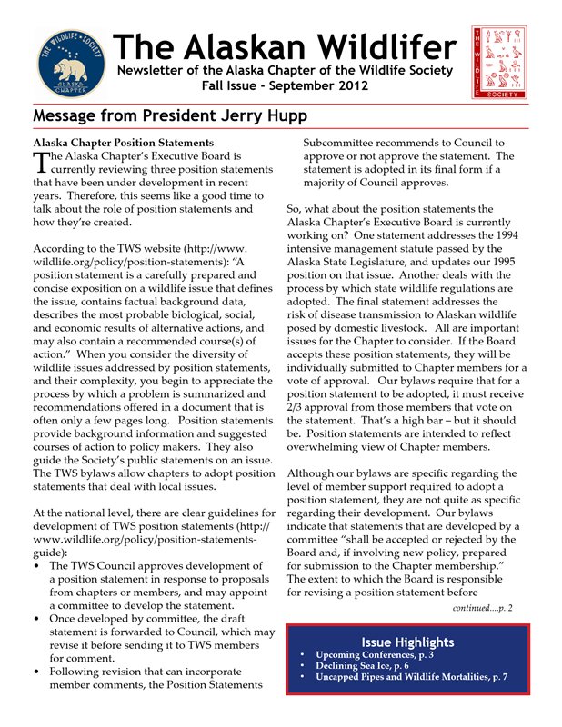 newsletter first page