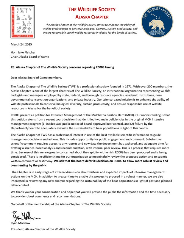 comment letter on chapter letterhead