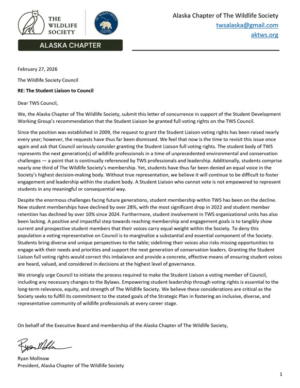 letter on chapter letterhead