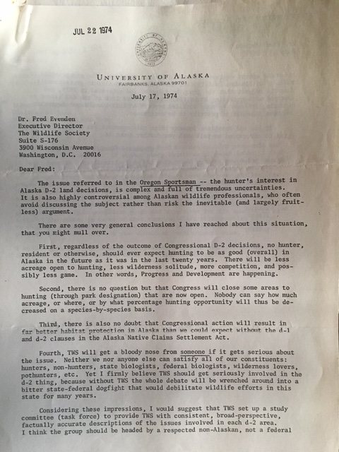 scanned typewritten letter on University of Alaska letterhead