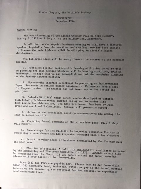 scanned typewritten 1974 chapter newsletter