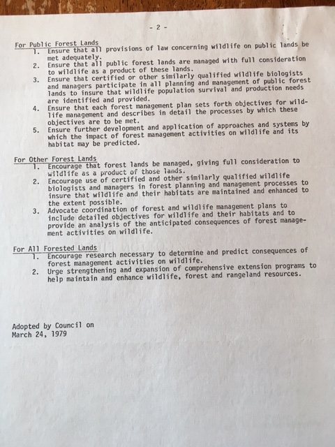 scanned Wildlife Society position statement page