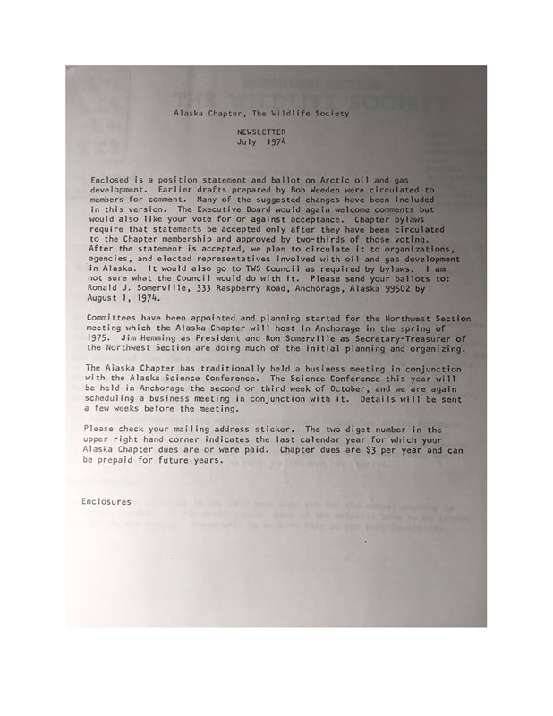 compiled scans of 1974 newsletter and position statement
