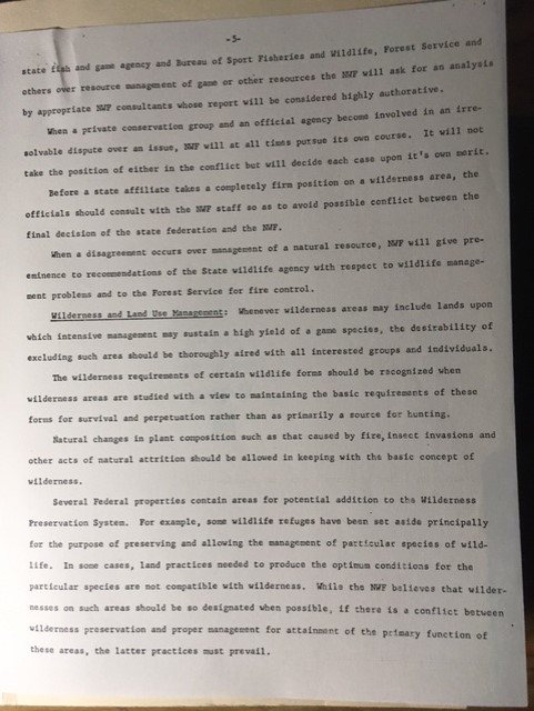 scanned typewritten page of wilderness criteria