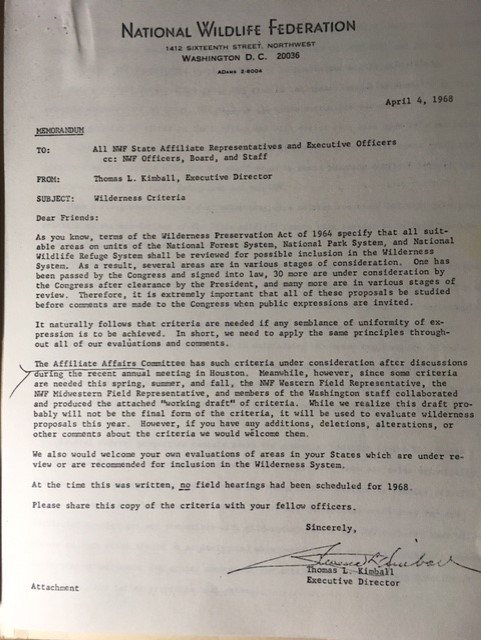 scanned typewritten memorandum on National Wildlife Federation letterhead