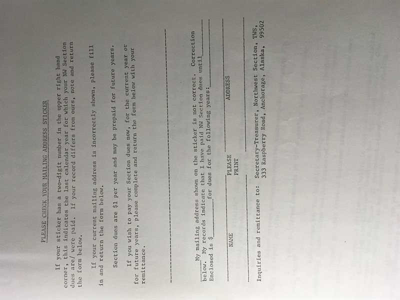 scanned Northwest Section newsletter page