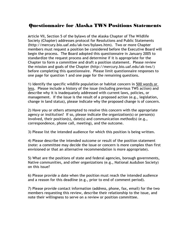 questionnaire form