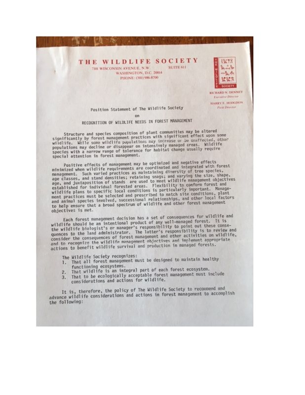 compiled scan of forest management position statement