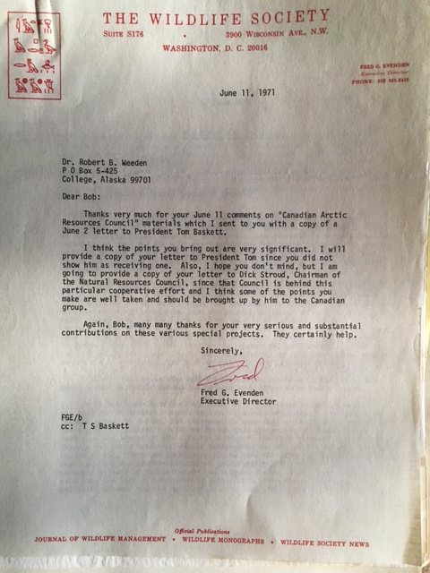 scanned typewritten letter on Wildlife Society letterhead