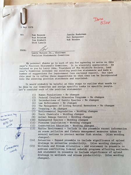photograph of a typewritten committee memorandum