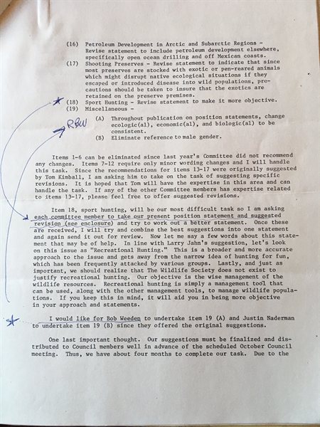 photograph of a typewritten committee memorandum page