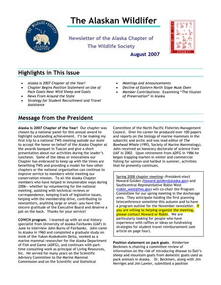 newsletter first page