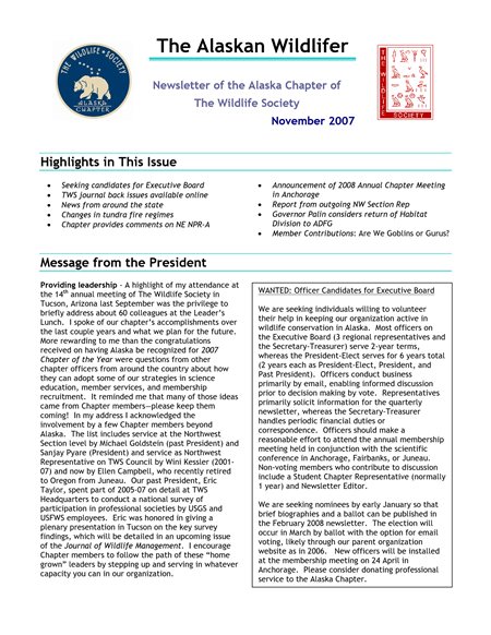 newsletter first page