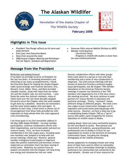 newsletter first page
