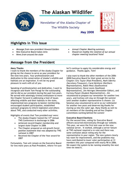 newsletter first page