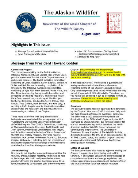 newsletter first page