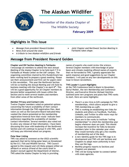 newsletter first page