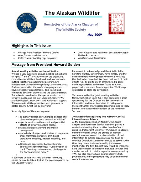 newsletter first page
