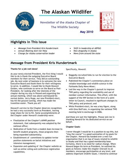 newsletter first page