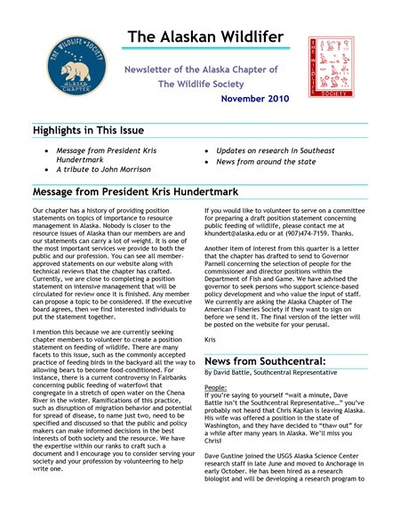 newsletter first page