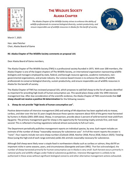 comment letter on chapter letterhead