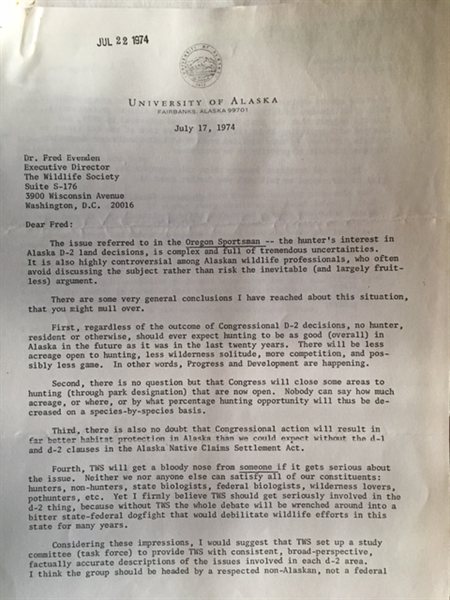 scanned typewritten letter on University of Alaska letterhead