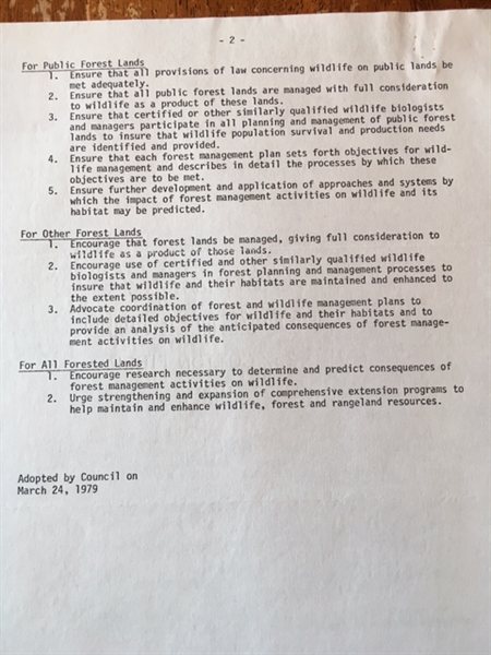 scanned Wildlife Society position statement page