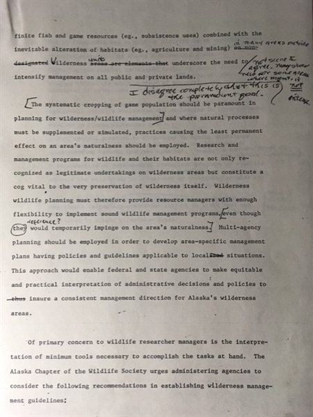 scanned draft position statement page with handwritten edits