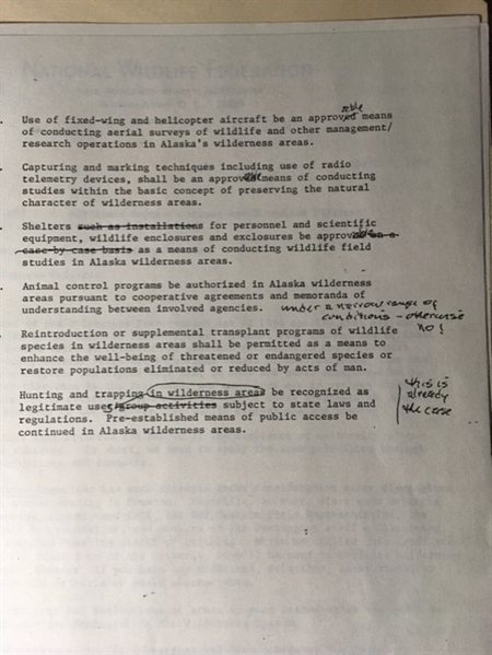 scanned draft position statement page with handwritten edits