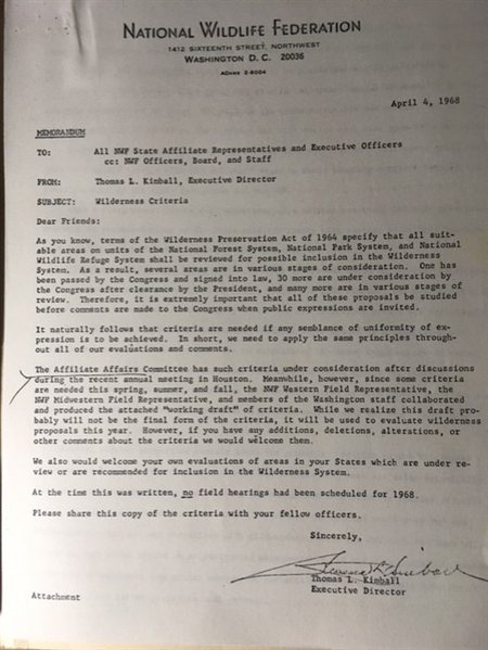 scanned typewritten memorandum on National Wildlife Federation letterhead
