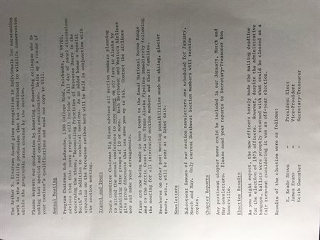 scanned Northwest Section newsletter page