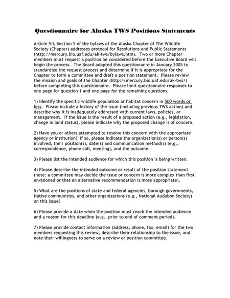questionnaire form