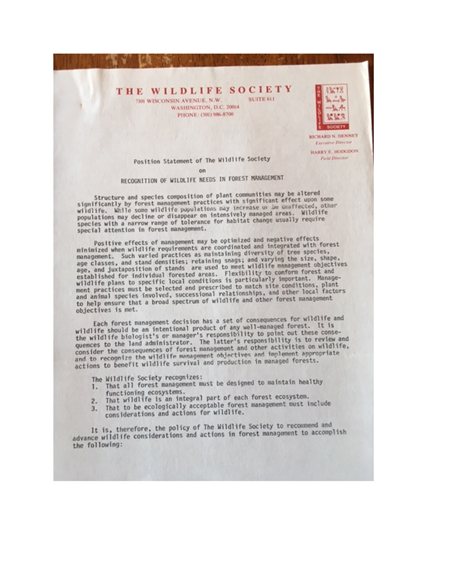compiled scan of forest management position statement