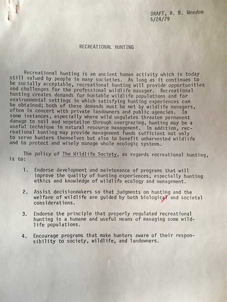 photograph of a typewritten draft position statement